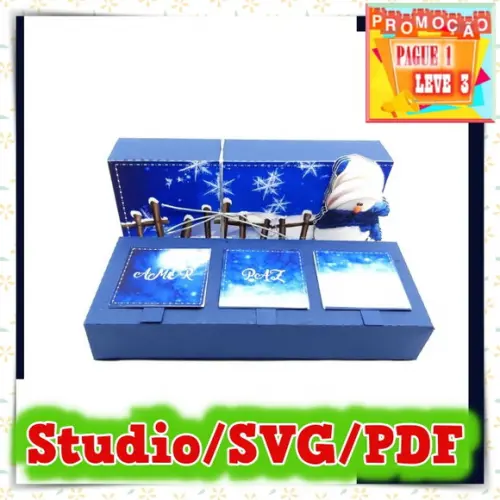 Arquivo de corte caixa para 3 doces Natal