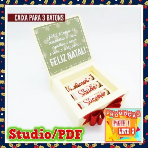 Arquivo de corte Caixa porta 3 Chocolate Baton Natal