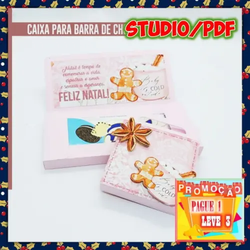 Arquivo de corte Caixa porta barra de Chocolate Natal