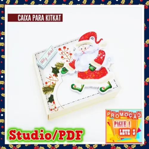 Arquivo de corte Caixa porta kit kat Natal
