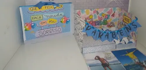 Arquivo Digital de corte Caixa cenário Parabéns Studio/PDF