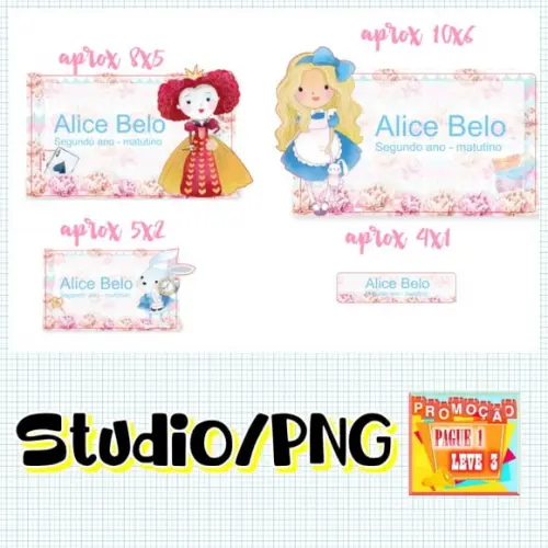 Arquivo Etiqueta Escolar Alice no País das Maravilhas