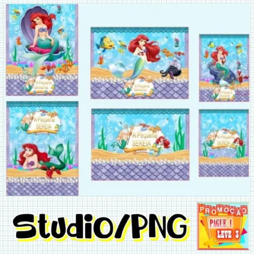 Arquivo Etiqueta Escolar Ariel Pequena Sereia
