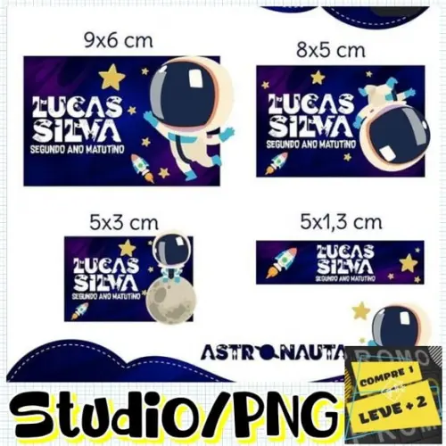 Arquivo Etiqueta Escolar Astronauta