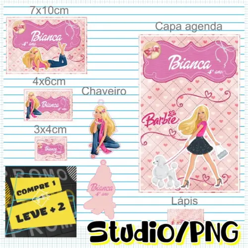 Arquivo Etiqueta Escolar Barbie