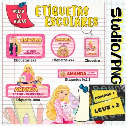 Arquivo Etiqueta Escolar Barbie