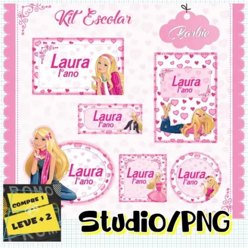 Arquivo Etiqueta Escolar Barbie