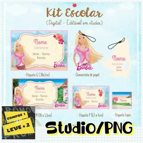 Arquivo Etiqueta Escolar Barbie