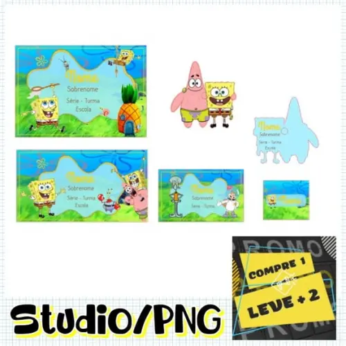 Arquivo Etiqueta Escolar Bob Esponja