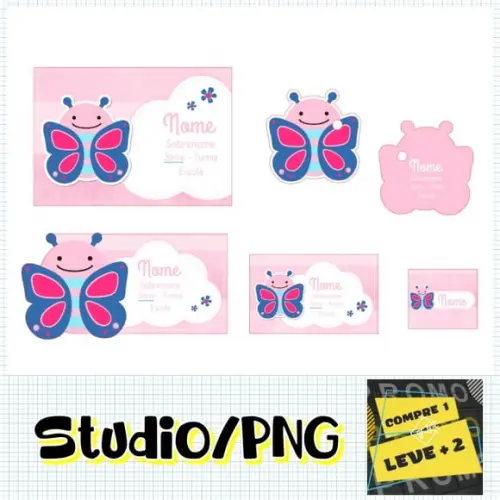 Arquivo Etiqueta Escolar Borboleta Skip Hop Studio/pdf/png