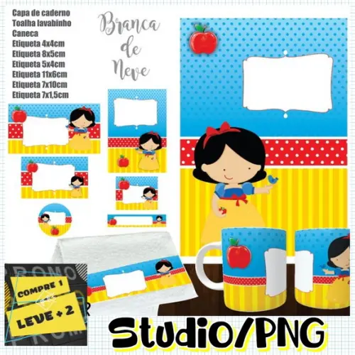 Arquivo Etiqueta Escolar Branca de Neve Cute Baby