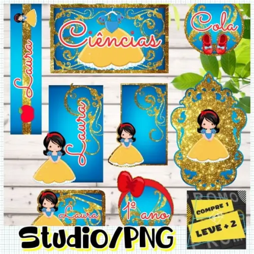 Arquivo Etiqueta Escolar Branca de Neve Cute Baby