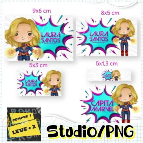 Arquivo Etiqueta Escolar Capitã Marvel