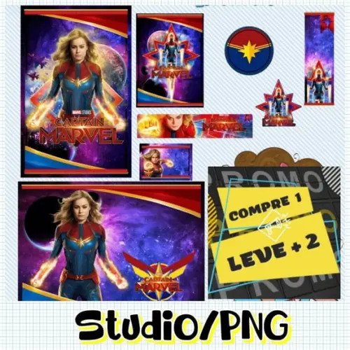 Arquivo Etiqueta Escolar Capitã Marvel