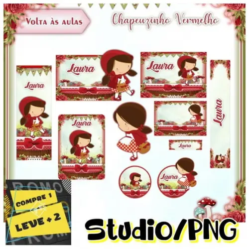 Arquivo Etiqueta Escolar Chapeuzinho Vermelho