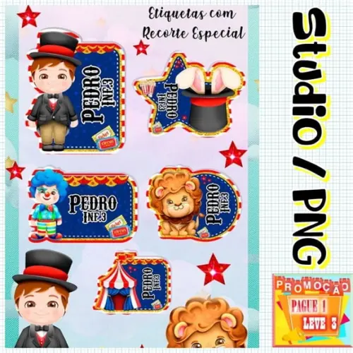 Arquivo Etiqueta Escolar Circo Menino
