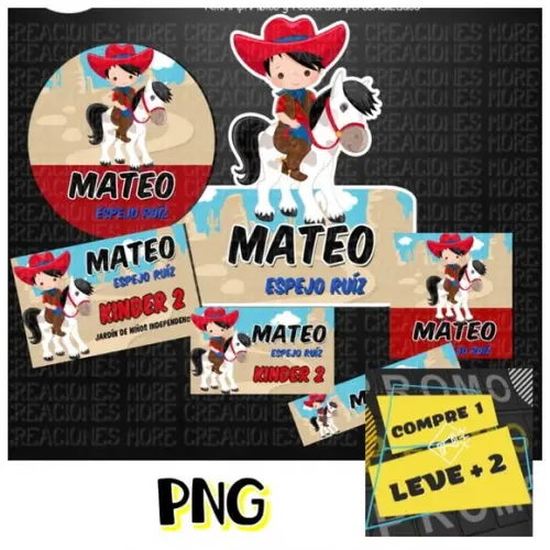Arquivo Etiqueta Escolar Cowboy Fazendinha Vaqueiro