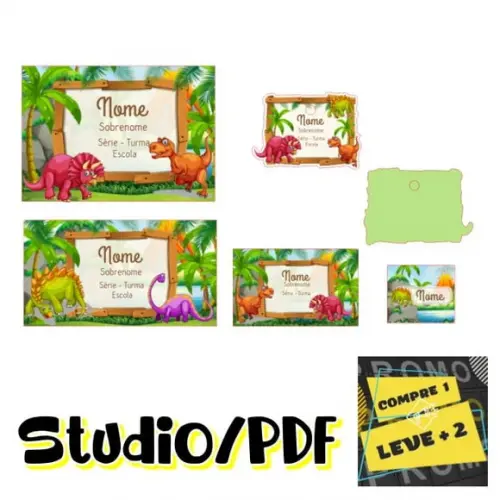 Arquivo Etiqueta Escolar Dinossauro Dino Baby Cute