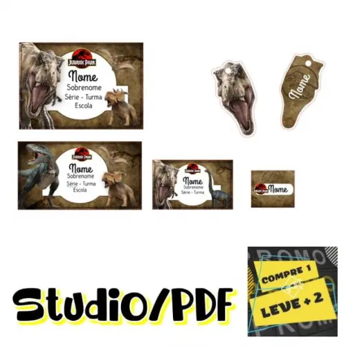 Arquivo Etiqueta Escolar Dinossauro Dino Jurassic Park