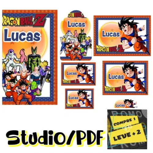 Arquivo Etiqueta Escolar Goku Dragon Ball Z