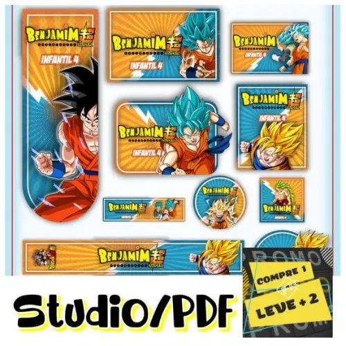 Arquivo Etiqueta Escolar Goku Dragon Ball Z