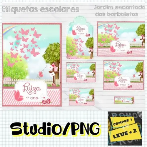 Arquivo Etiqueta Escolar Jardim de Borboleta