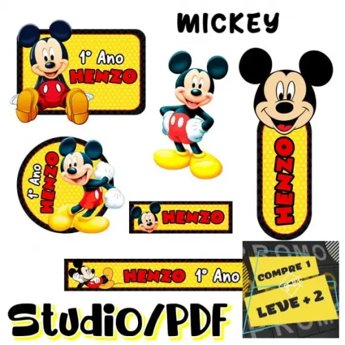 Arquivo Etiqueta Escolar Mickey