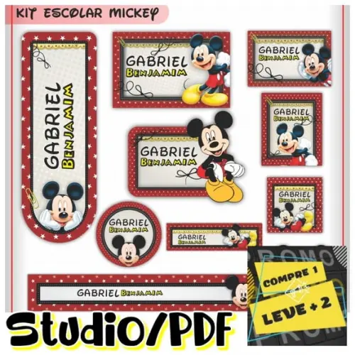 Arquivo Etiqueta Escolar Mickey
