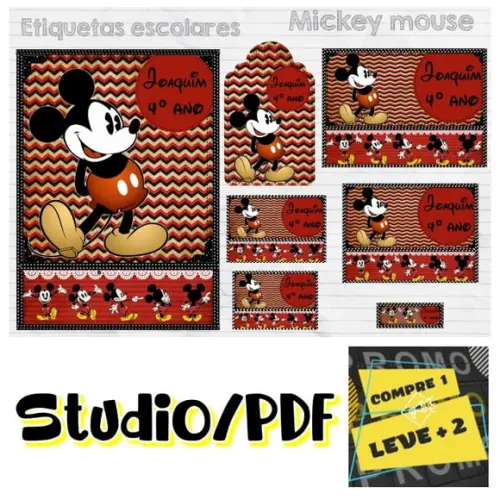 Arquivo Etiqueta Escolar Mickey