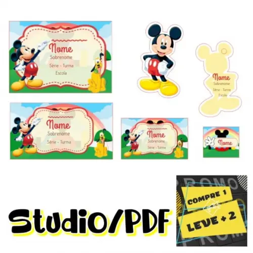 Arquivo Etiqueta Escolar Mickey