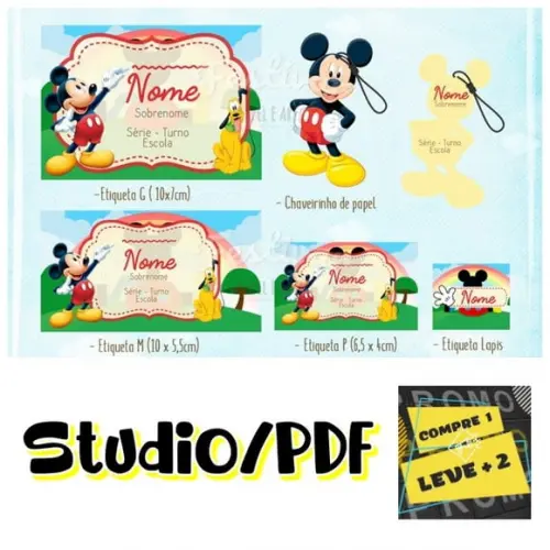 Arquivo Etiqueta Escolar Mickey
