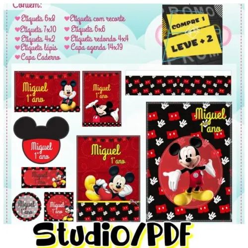 Arquivo Etiqueta Escolar Mickey