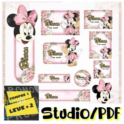 Arquivo Etiqueta Escolar Minnie Rosa