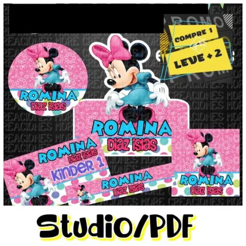 Arquivo Etiqueta Escolar Minnie Rosa