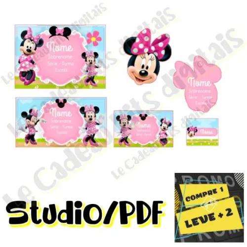Arquivo Etiqueta Escolar Minnie Rosa