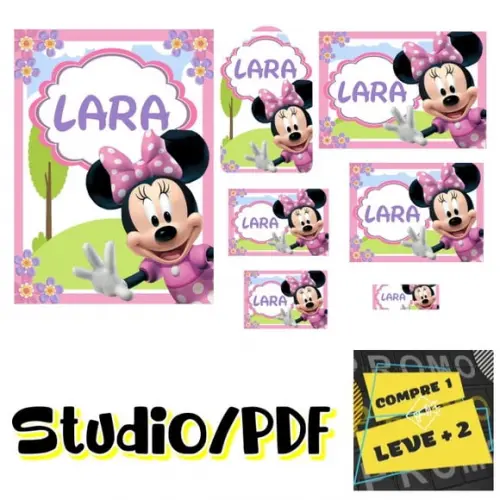Arquivo Etiqueta Escolar Minnie Rosa