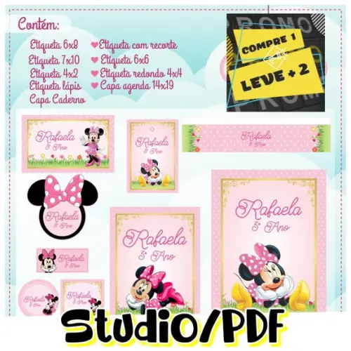 Arquivo Etiqueta Escolar Minnie Rosa
