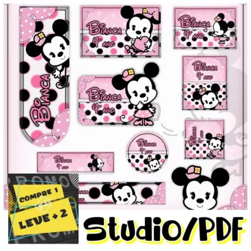 Arquivo Etiqueta Escolar Minnie Rosa Cute Baby