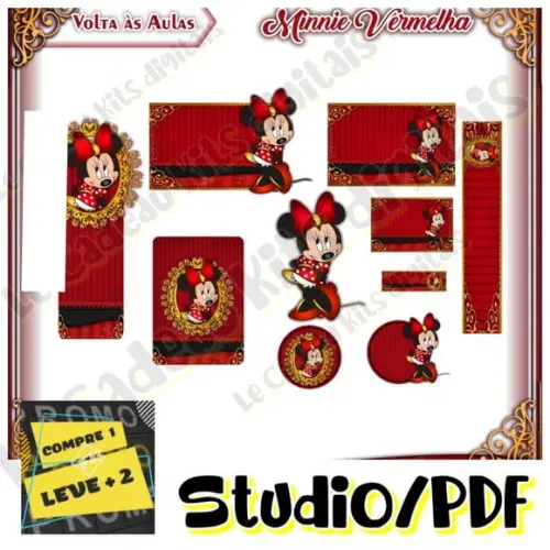 Arquivo Etiqueta Escolar Minnie Vermelha