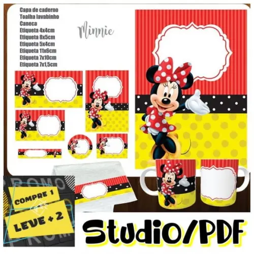 Arquivo Etiqueta Escolar Minnie Vermelha