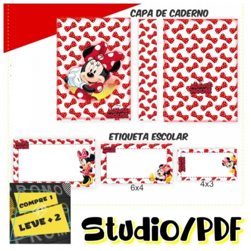Arquivo Etiqueta Escolar Minnie Vermelha