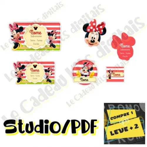 Arquivo Etiqueta Escolar Minnie Vermelha