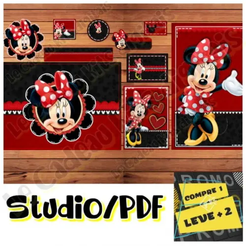 Arquivo Etiqueta Escolar Minnie Vermelha