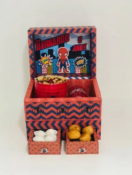 Arquivo Festa na Caixa Homem Aranha com 2 gavetas Studio/PDF