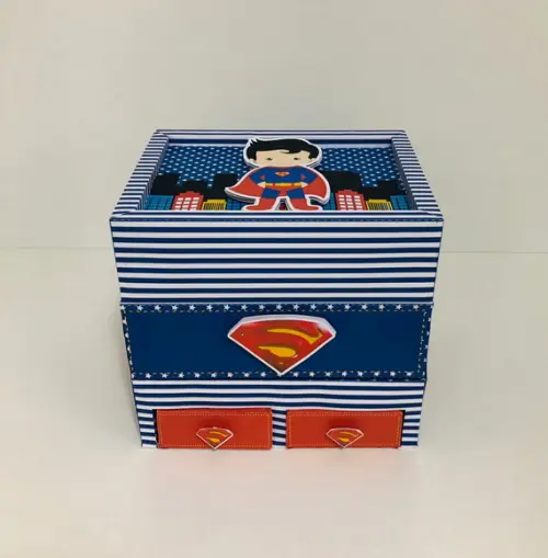 Arquivo Festa na Caixa Super Homem com 2 gavetas Studio/PDF