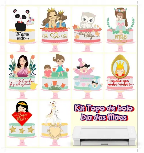 Arquivo Kit Topo de bolo em camadas - Dia das Mães *Studio