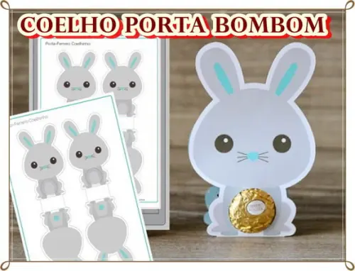 Arquivo Porta Bombom Coelho *PAGUE 1 e LEVE 3 PNG/DXF