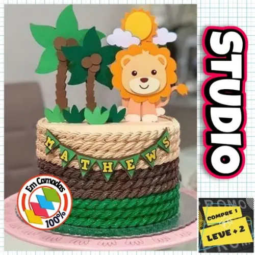 Arquivo Topo de Bolo Leão Baby em Camadas