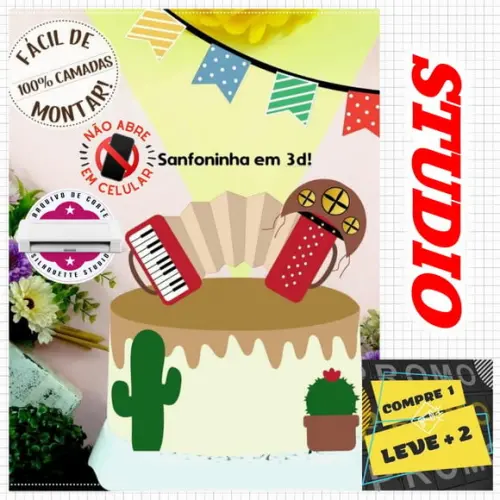 Arquivo Topo de Bolo Sanfona Junina 3d