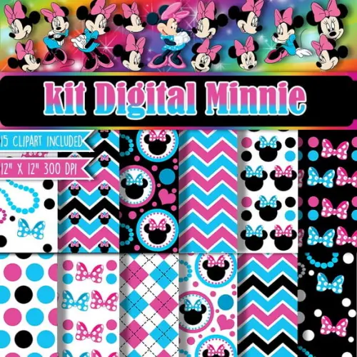Kit digital Minnie Rosa e Azul